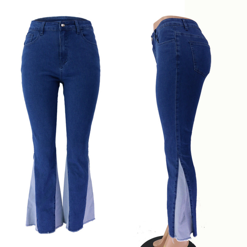 Damen lässige Jeanshose mit fransigem Saum Stalluxe