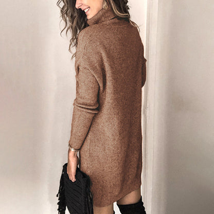 Damen Strickkleid mit hohem Kragen und lässigem Schnitt Stalluxe