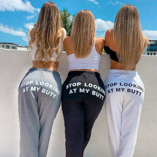 Damen Sportliche Freizeithose mit Statement Aufdruck Stalluxe