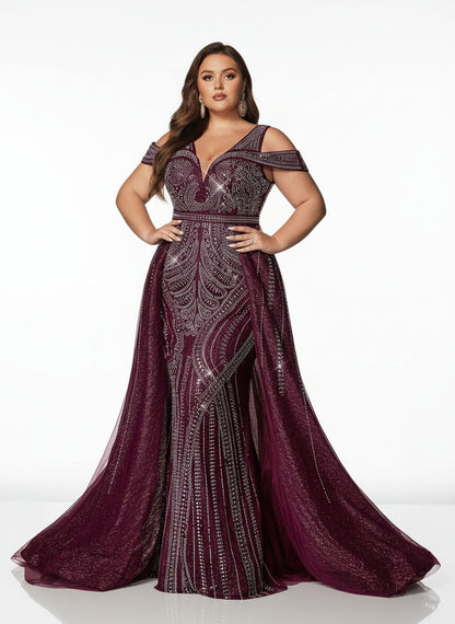 Stalluxe | Würdevoll Ärmelloses Abendkleid mit Strass und V-Ausschnitt