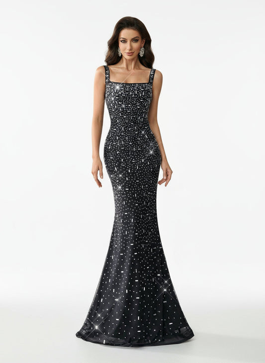 Stalluxe | Glamouröses Meerjungfrauen-Abendkleid mit Strass und Breiten Trägern