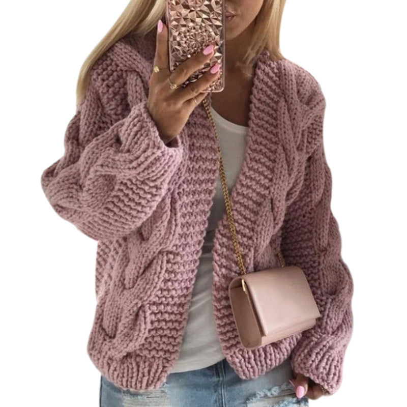 Damen Strickjacke im angesagten Grobstrick-Design mit tiefem V-Ausschnitt Stalluxe