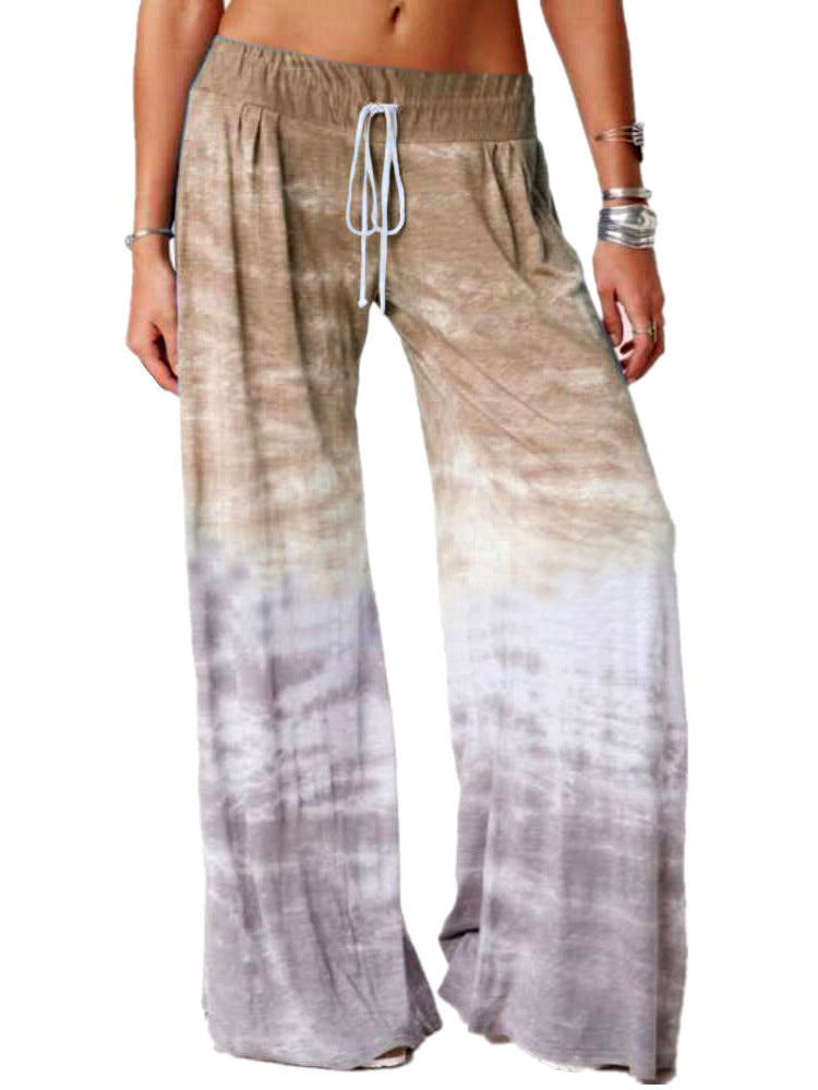 Damen weite Strandhose mit elastischem Bund und modischem Batikdesign Stalluxe