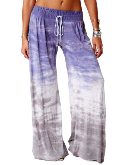 Damen weite Strandhose mit elastischem Bund und modischem Batikdesign Stalluxe