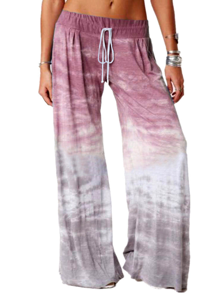 Damen weite Strandhose mit elastischem Bund und modischem Batikdesign Stalluxe