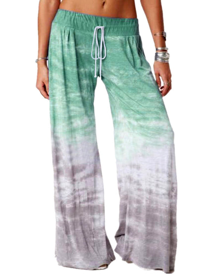 Damen weite Strandhose mit elastischem Bund und modischem Batikdesign Stalluxe
