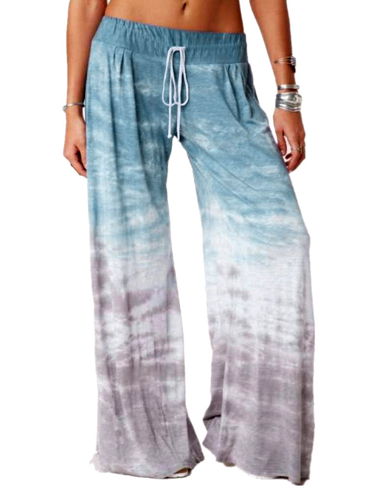 Damen weite Strandhose mit elastischem Bund und modischem Batikdesign Stalluxe