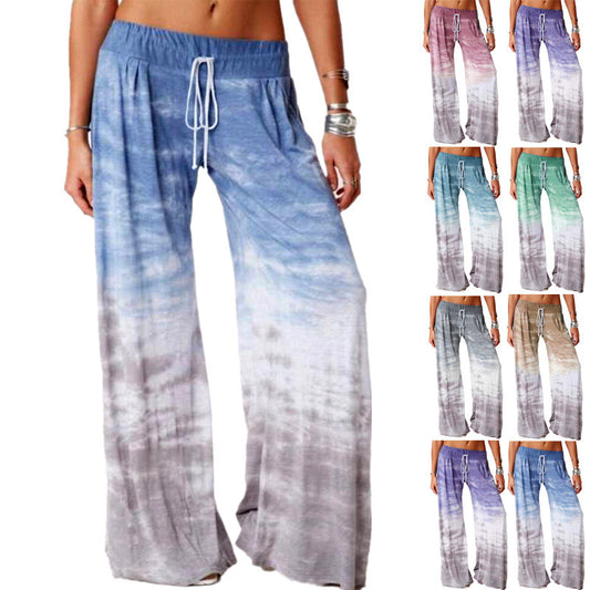 Damen weite Strandhose mit elastischem Bund und modischem Batikdesign Stalluxe