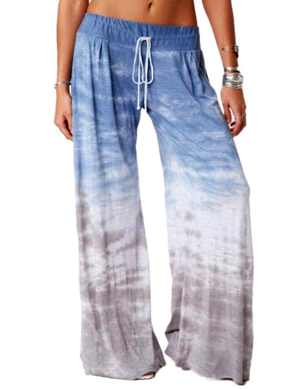 Damen weite Strandhose mit elastischem Bund und modischem Batikdesign Stalluxe