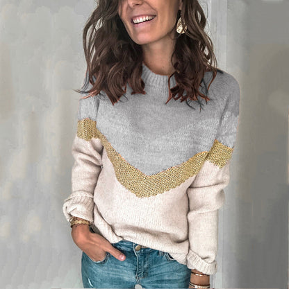 Damen moderner Strukturpullover mit geometrischem Design Stalluxe