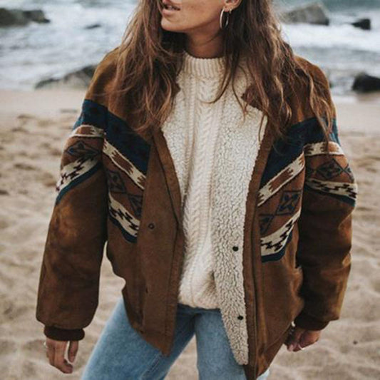 Damen Fleece-Jacke mit farbigen Mustern und warmem Innenfutter Stalluxe
