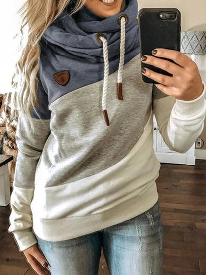 Damen Kapuzensweatshirt mit stylischem Farbblockdesign und praktischen Zugkordeln Stalluxe