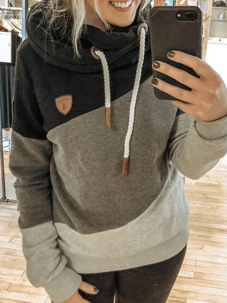 Damen Kapuzensweatshirt mit stylischem Farbblockdesign und praktischen Zugkordeln Stalluxe