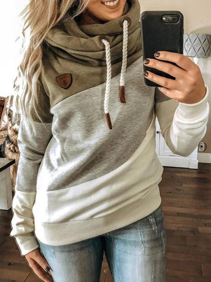 Damen Kapuzensweatshirt mit stylischem Farbblockdesign und praktischen Zugkordeln Stalluxe