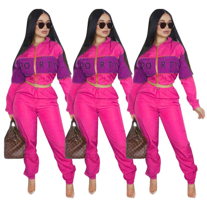 Damen sportliches Jogginganzug-Set mit Crop-Top und elastischem Bund Stalluxe