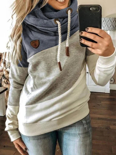 Damen Kapuzensweatshirt mit stylischem Farbblockdesign und praktischen Zugkordeln Stalluxe