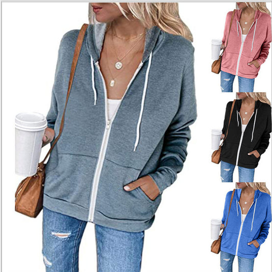Damen lässige Kapuzenjacke mit praktischen Taschen und durchgehendem Reißverschluss Stalluxe