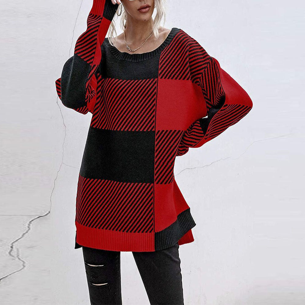 Damen lässiger Oversize-Pullover mit modernen Blockstreifen Stalluxe