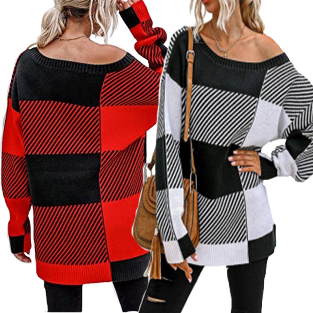 Damen lässiger Oversize-Pullover mit modernen Blockstreifen Stalluxe