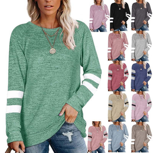 Damen lässiges Langarmshirt mit kontrastierenden Ärmeldetails Stalluxe