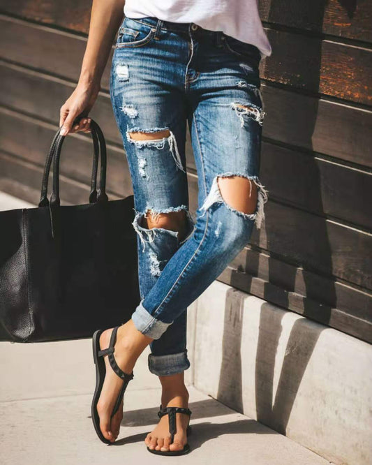 Damen Destroyed Denim Jeans Stalluxe