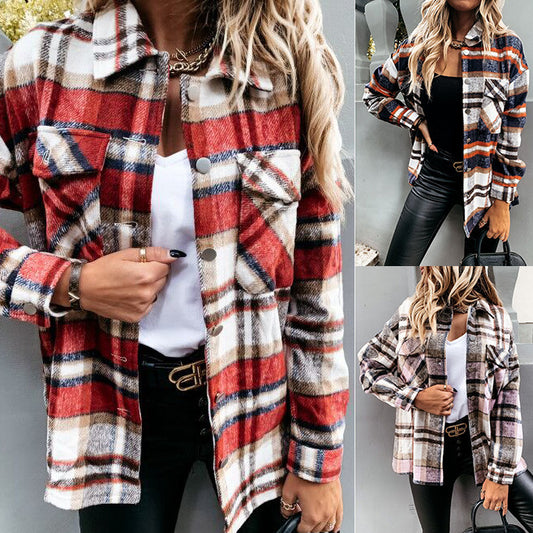 Damen Karierte Flanelljacke im oversized Schnitt Stalluxe