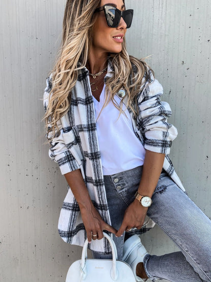 Damen Lässiges Karo-Hemdjacke mit Knopfleiste Stalluxe