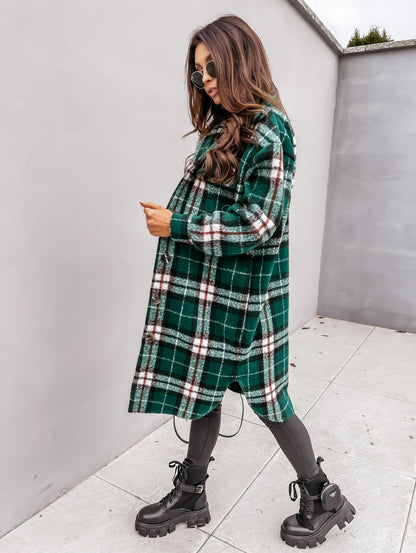 Damen Oversized Flanell-Hemdgrün Stalluxe