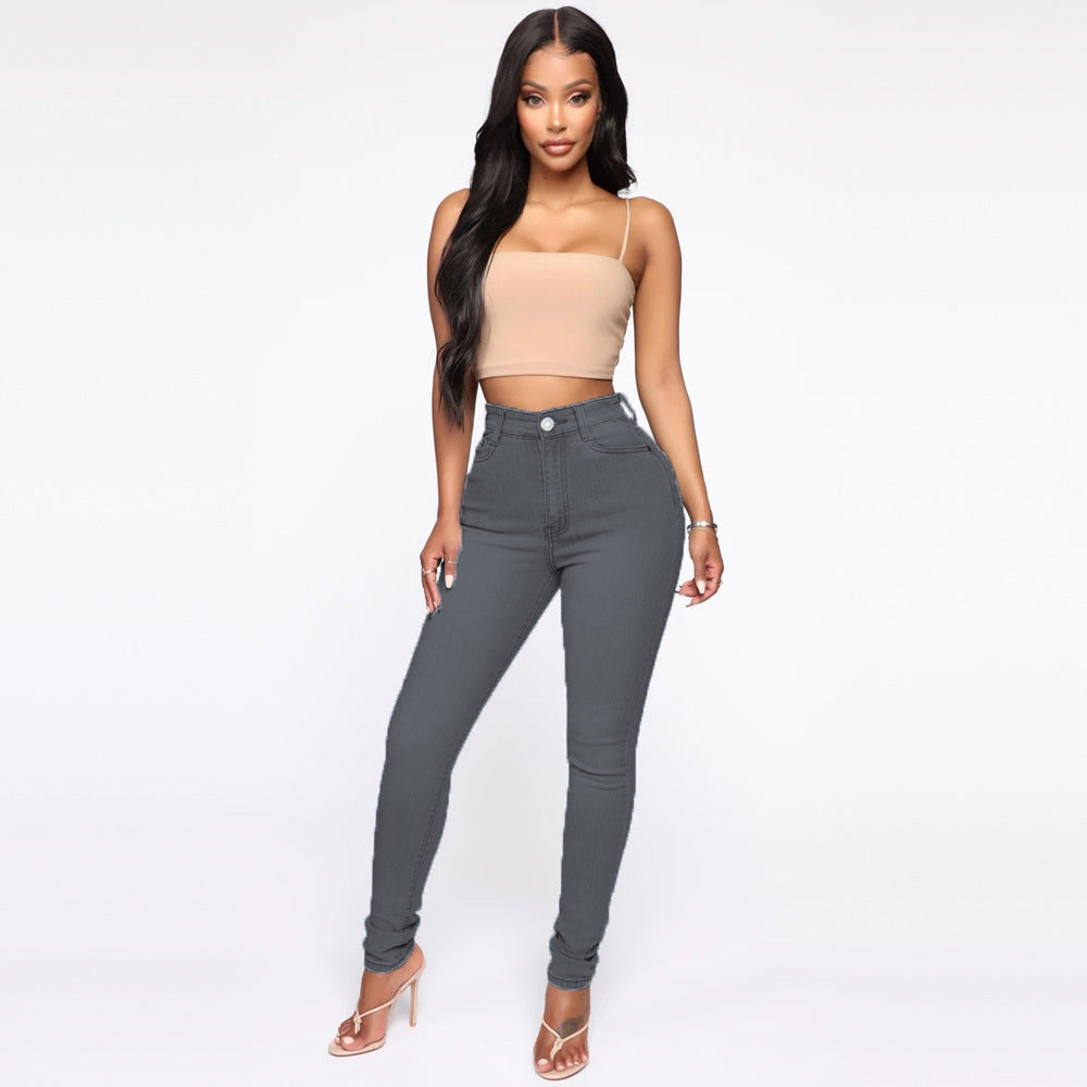 Damen Hoch geschnittene Skinny Jeans mit formenden Nähten Stalluxe