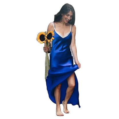 Damen Elegantes Maxikleid mit schmalen Spaghetti-Trägern und fließendem Schnitt Stalluxe