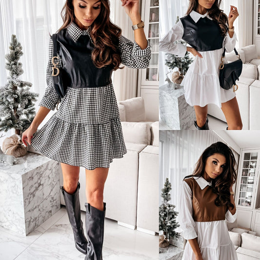 Damen Modisches Hemdblusenkleid mit schickem Latz Stalluxe