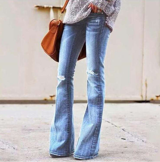 Damen Bootcut Jeans mit modischen Ziernähten und lässigem Used-Look Stalluxe
