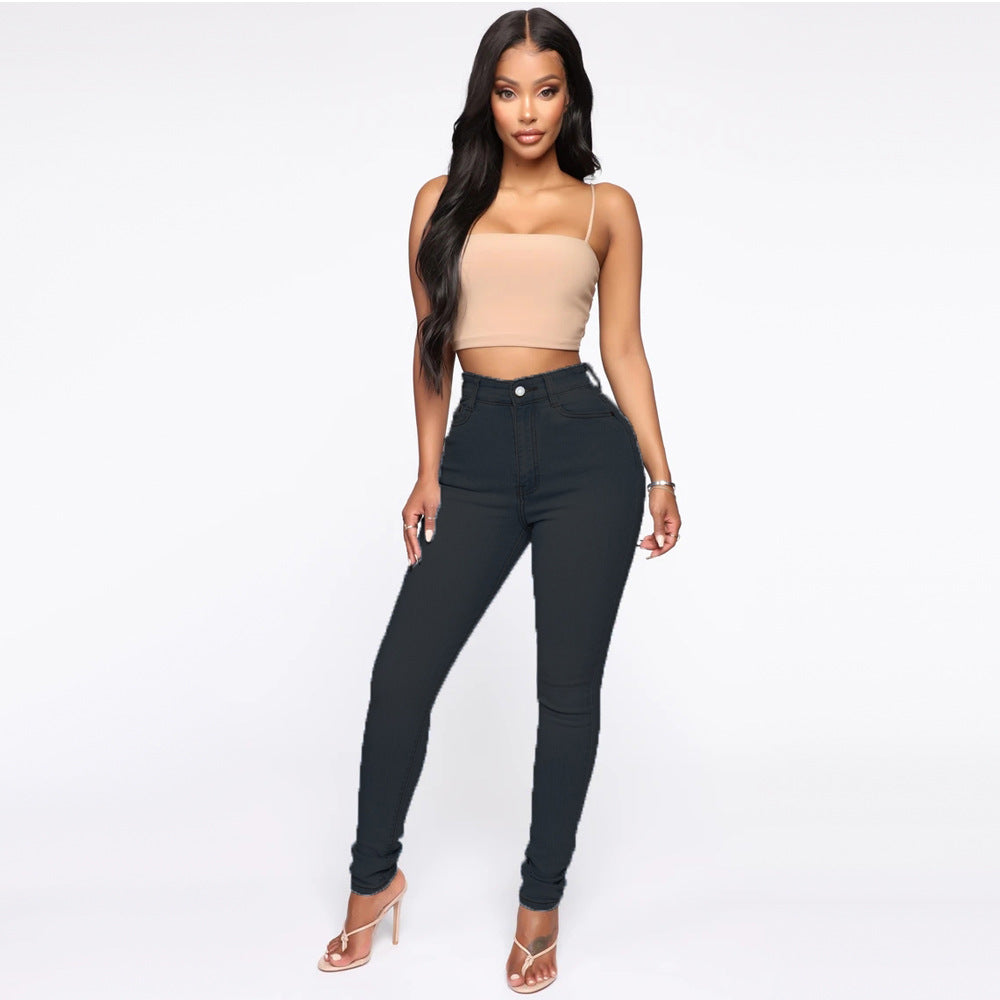 Damen Hoch geschnittene Skinny Jeans mit formenden Nähten Stalluxe