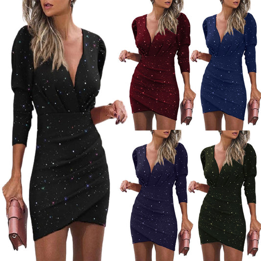 Damen Figurbetontes Kurzkleid mit Puffärmeln Stalluxe
