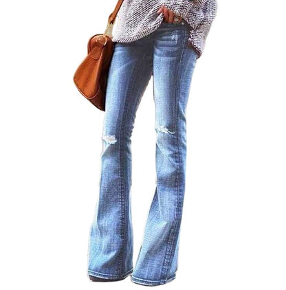 Damen Bootcut Jeans mit modischen Ziernähten und lässigem Used-Look Stalluxe