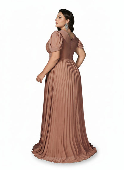 Stalluxe | Elegantes Plissiertes Brautjungfernkleid mit V-Ausschnitt und Flügelärmeln