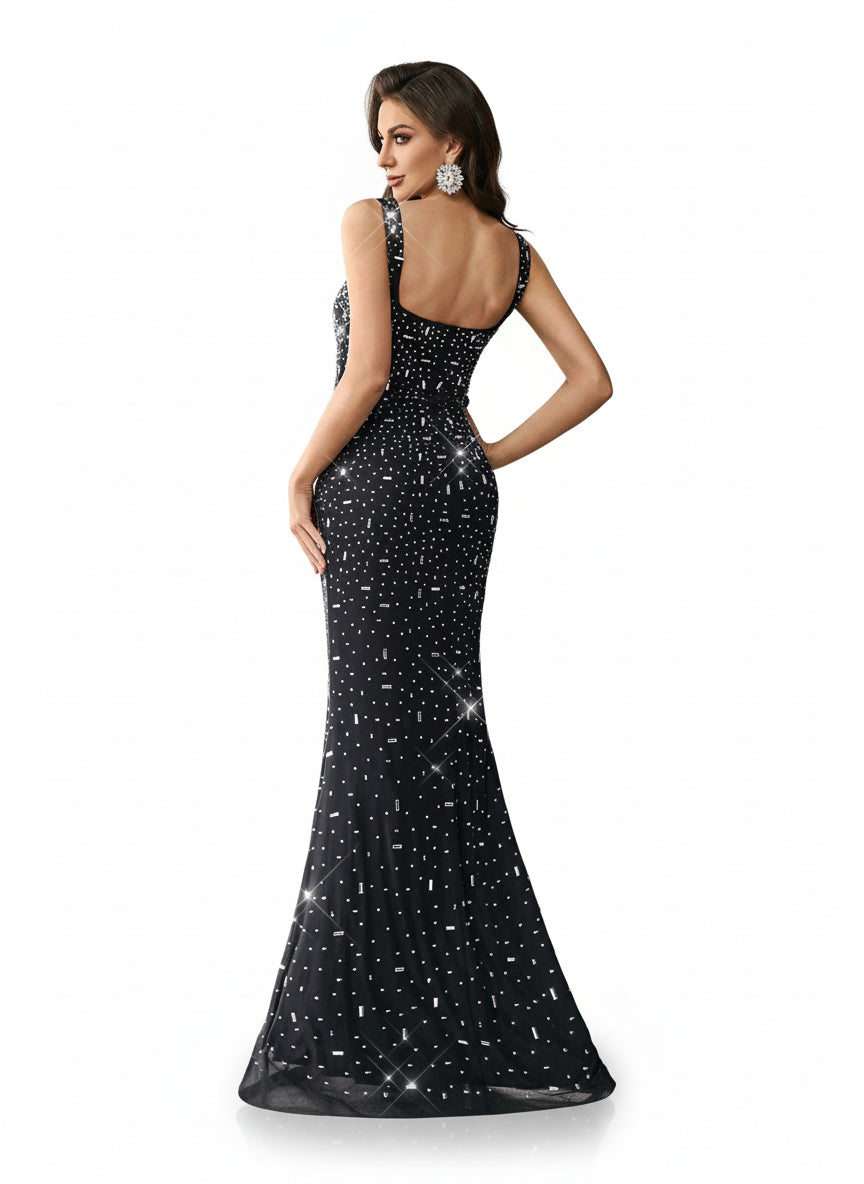 Stalluxe | Glamouröses Meerjungfrauen-Abendkleid mit Strass und Breiten Trägern