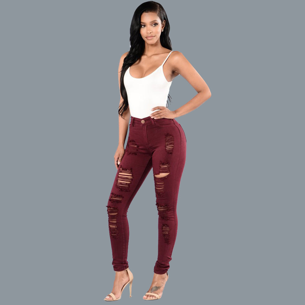 Damen Skinny Jeans mit modischem Riss-Design Stalluxe