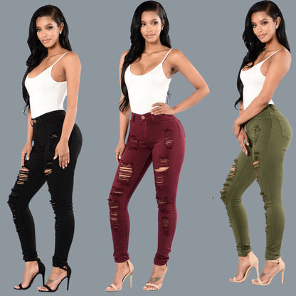 Damen Skinny Jeans mit modischem Riss-Design Stalluxe