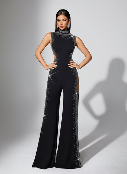 Stalluxe | Elegantes Abendkleid mit Strass und Hohem Schlitz