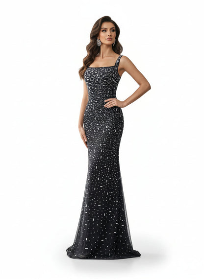 Stalluxe | Glamouröses Meerjungfrauen-Abendkleid mit Strass und Breiten Trägern