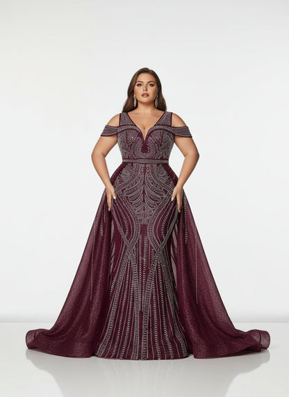 Stalluxe | Würdevoll Ärmelloses Abendkleid mit Strass und V-Ausschnitt