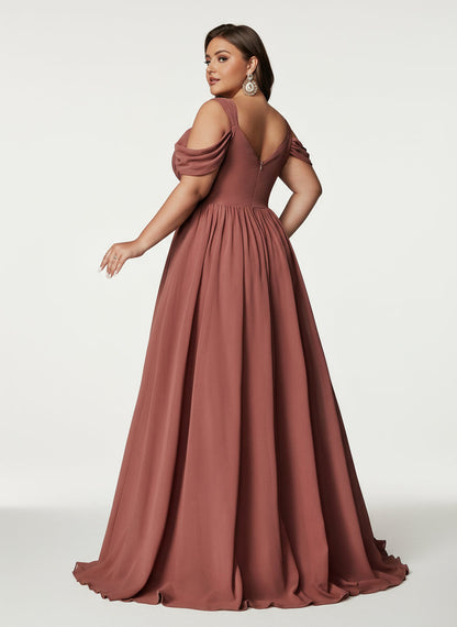 Stalluxe | Anmutiges Schulterfreies Chiffon-Brautjungfernkleid mit Herz-Ausschnitt