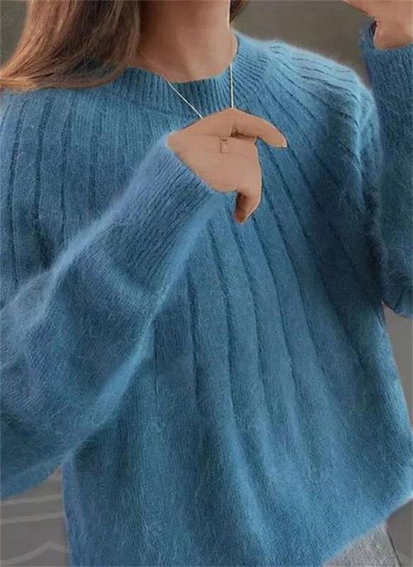 Stalluxe | Flauschiger Kaschmir-Strickpullover Blau
