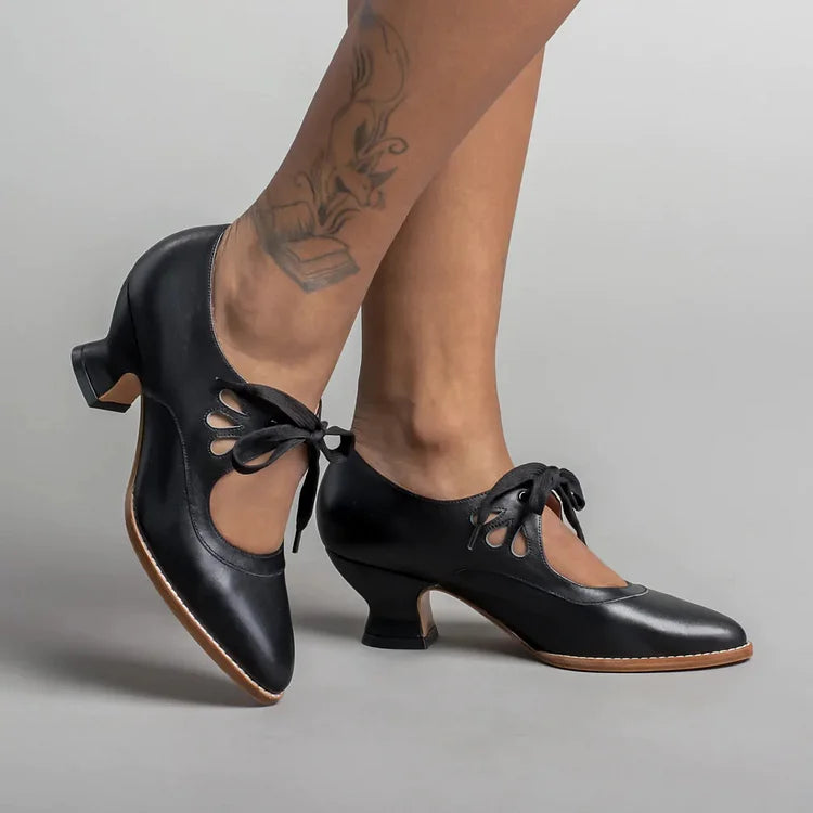 Stalluxe | Edwardianische Lederschuhe für Damen Schwarze