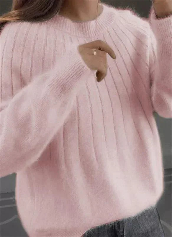 Stalluxe | Flauschiger Kaschmir-Strickpullover Hellrosa