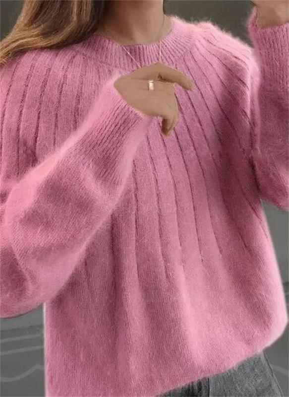 Stalluxe | Flauschiger Kaschmir-Strickpullover Rosa