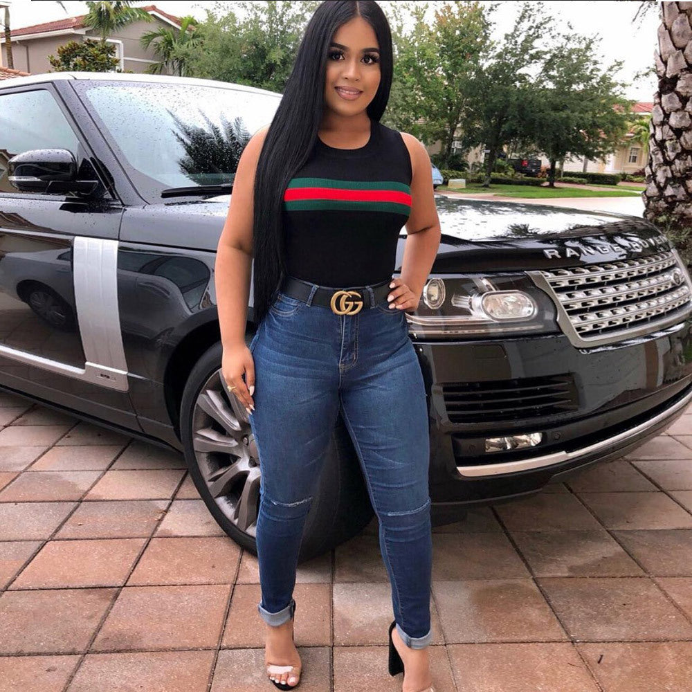 Damen High-Waist Skinny Jeans mit modischen Riss-Details Stalluxe