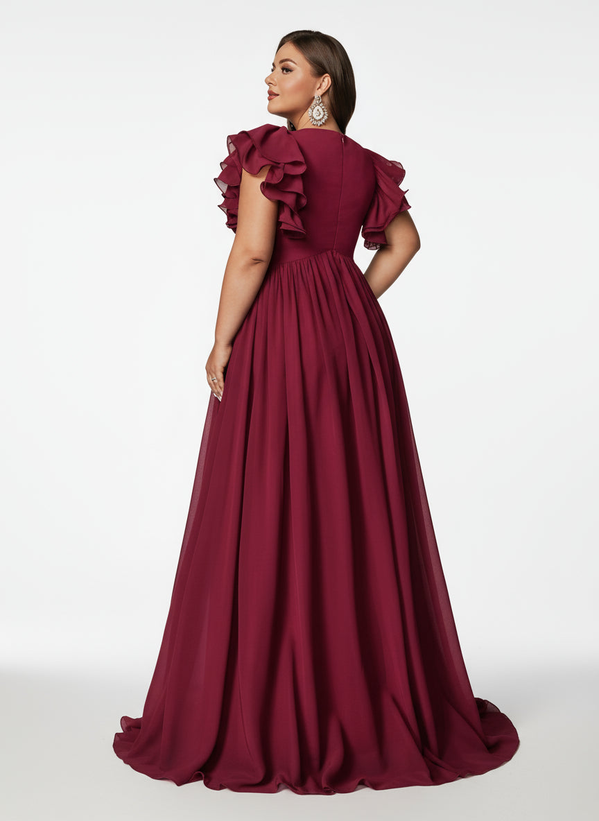 Stalluxe | Romantisches Brautjungfernkleid mit V-Ausschnitt und Volantärmeln