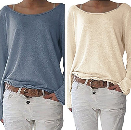 Damen lässiges Langarmshirt mit weitem Halsausschnitt und geschmeidiger Textur Stalluxe